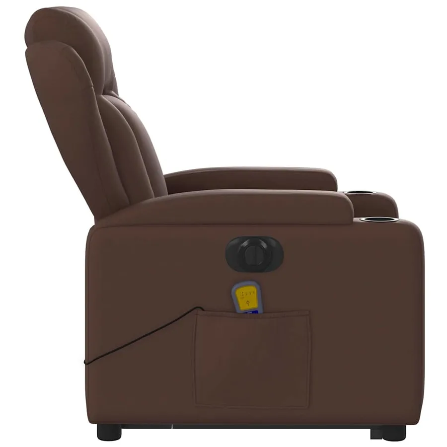 Fauteuil inclinable de massage électrique marron similicuir - 10