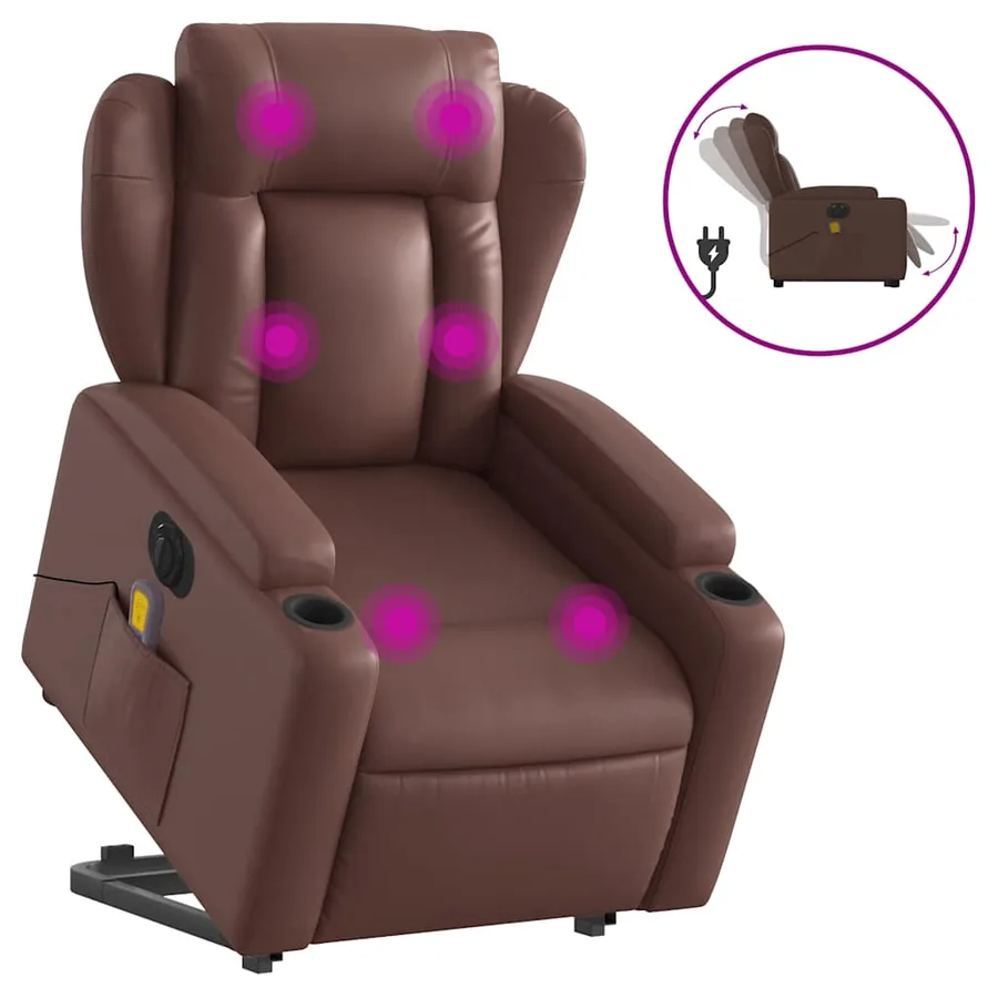 Fauteuil inclinable de massage électrique marron similicuir - 2