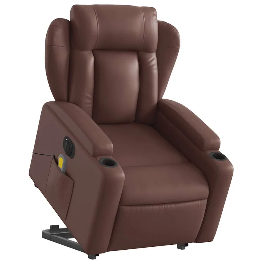 Fauteuil inclinable de massage électrique marron similicuir - 3