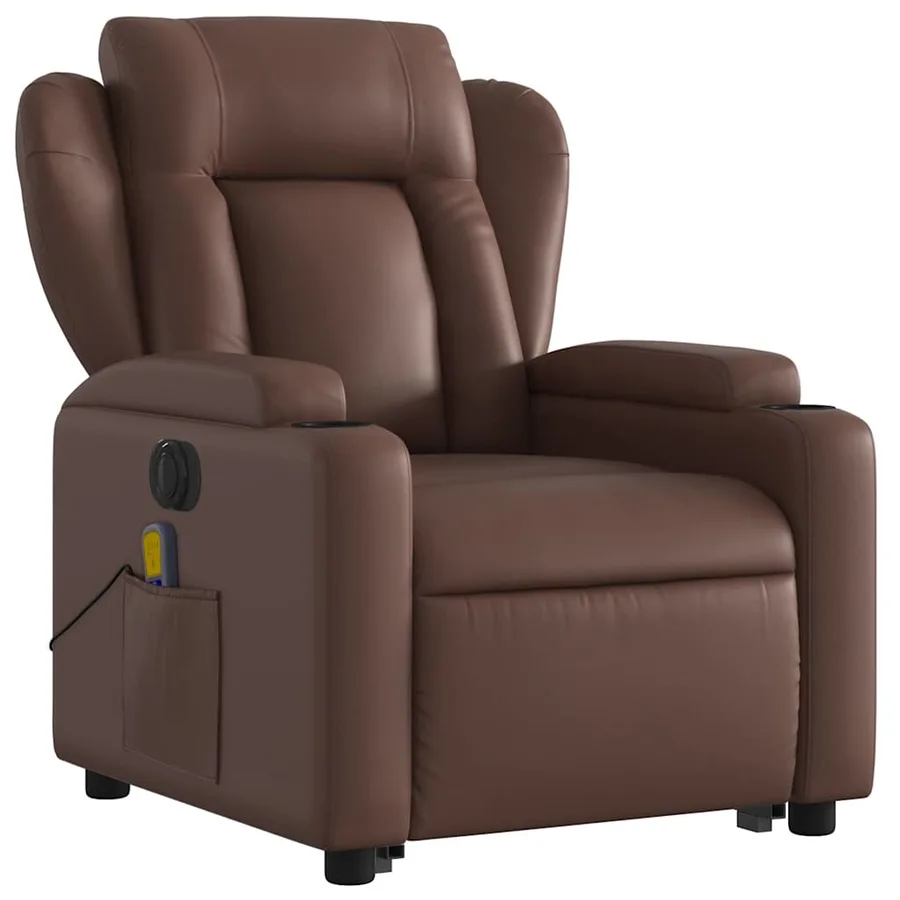 Fauteuil inclinable de massage électrique marron similicuir - 4