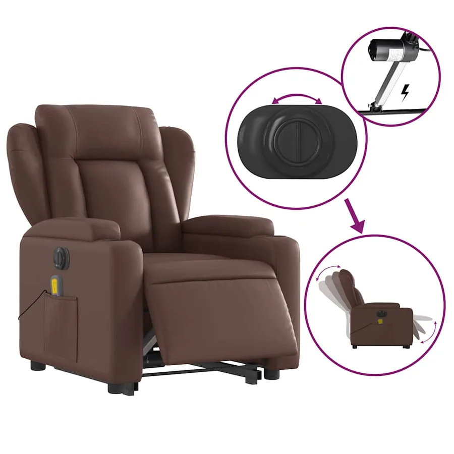 Fauteuil inclinable de massage électrique marron similicuir - 6