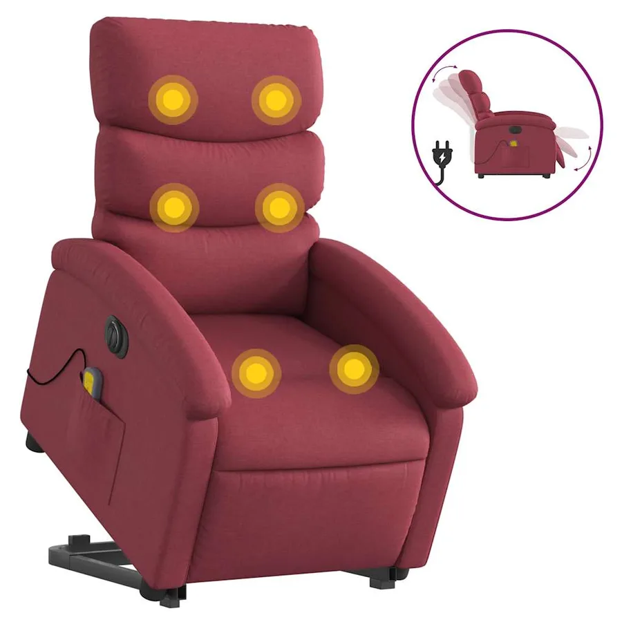Fauteuil inclinable de massage électrique Rouge bordeaux Tissu - 2