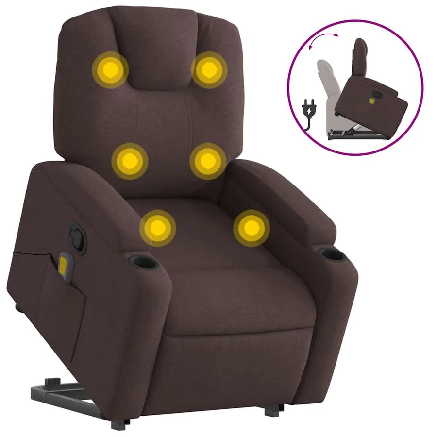 Fauteuil inclinable de massage Marron foncé Tissu - 2