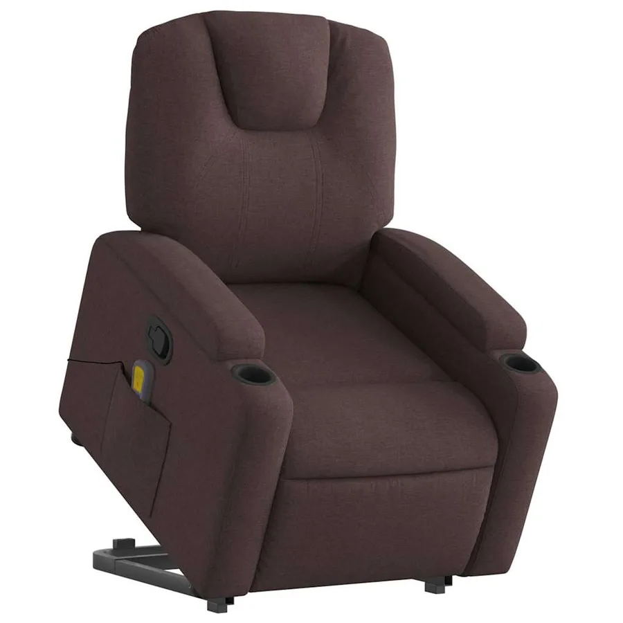 Fauteuil inclinable de massage Marron foncé Tissu - 3