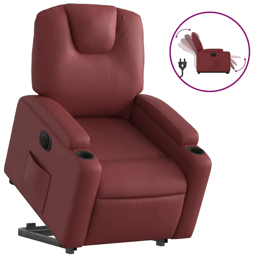 Fauteuil inclinable électrique rouge bordeaux similicuir - 2