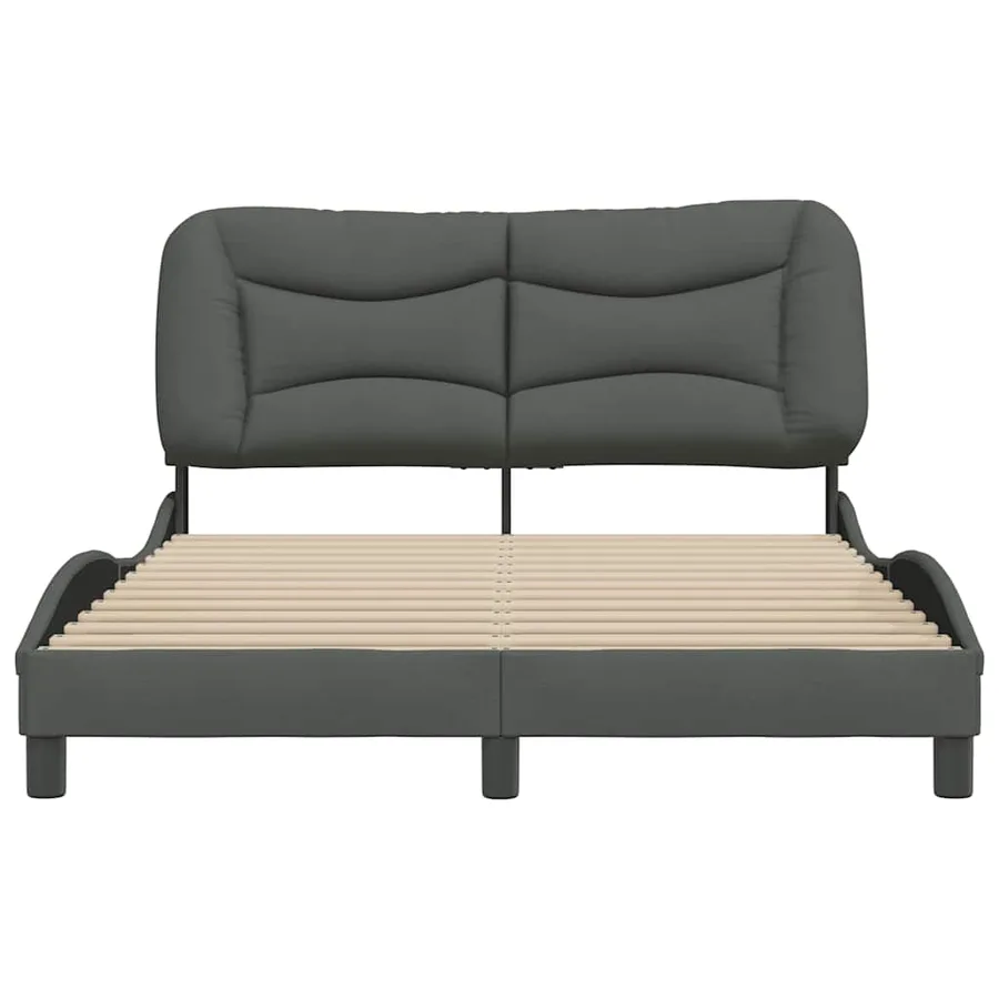 Cadre de lit sans matelas Hvar gris foncé 140x200 cm tissu - 4