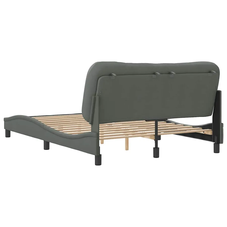 Cadre de lit sans matelas Hvar gris foncé 140x200 cm tissu - 6