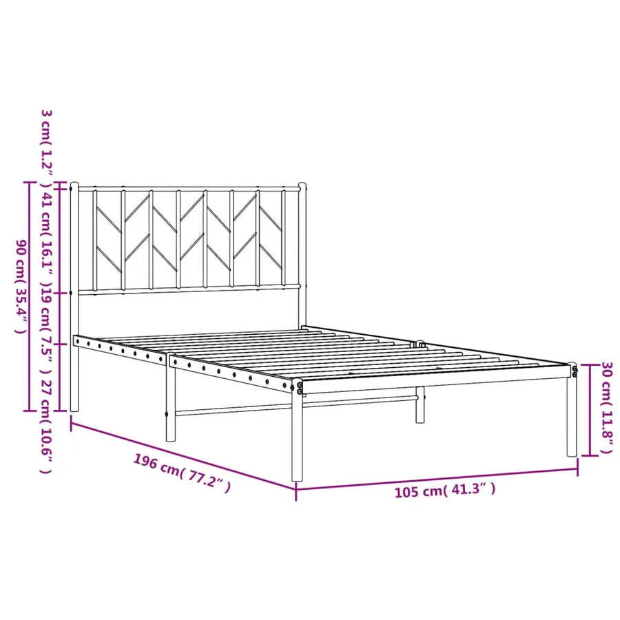 Cadre de lit métal sans matelas avec tête de lit noir 100x190cm - 10