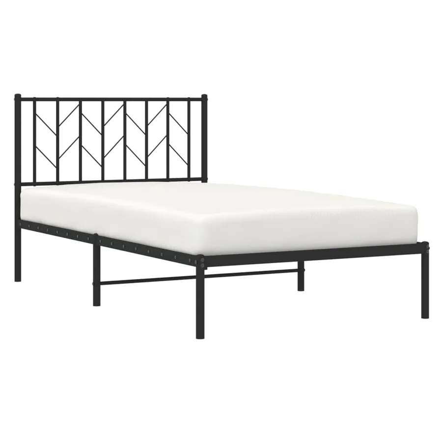 Cadre de lit métal sans matelas avec tête de lit noir 100x190cm - 3