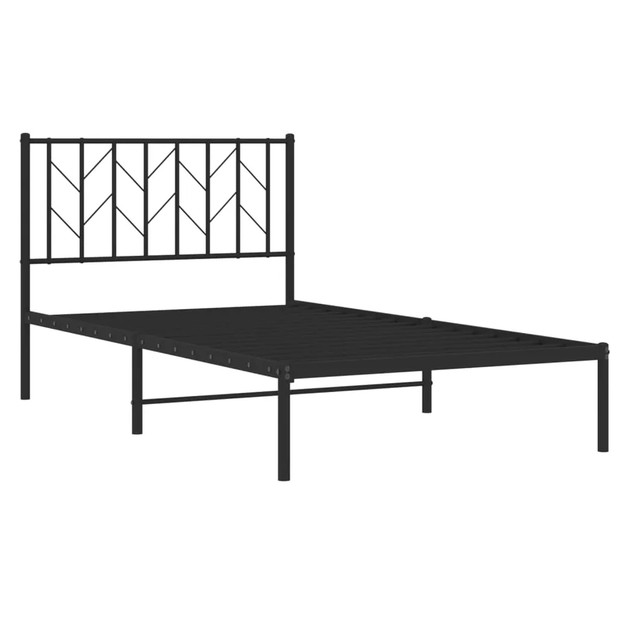 Cadre de lit métal sans matelas avec tête de lit noir 100x190cm - 4