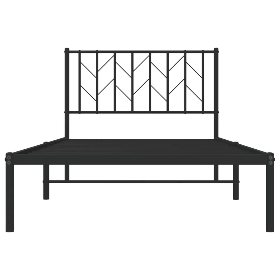 Cadre de lit métal sans matelas avec tête de lit noir 100x190cm - 5