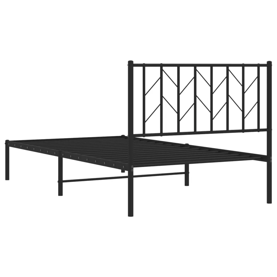 Cadre de lit métal sans matelas avec tête de lit noir 100x190cm - 7