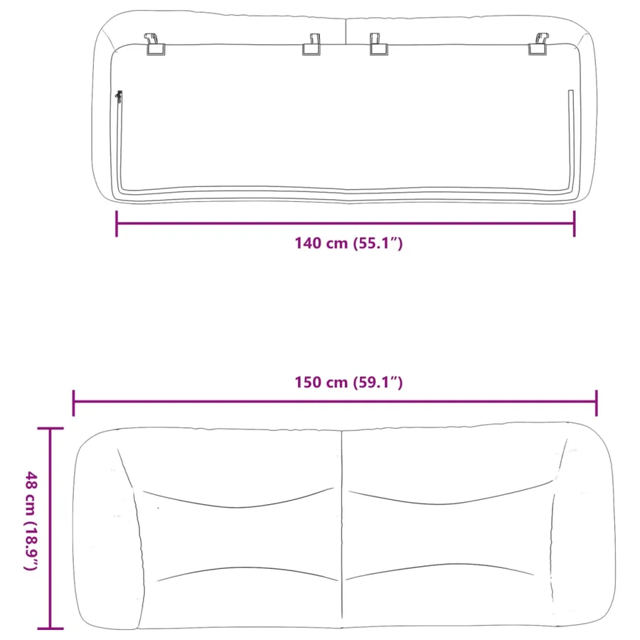 Coussin de tête de lit Hvar crème 140 cm tissu - 10