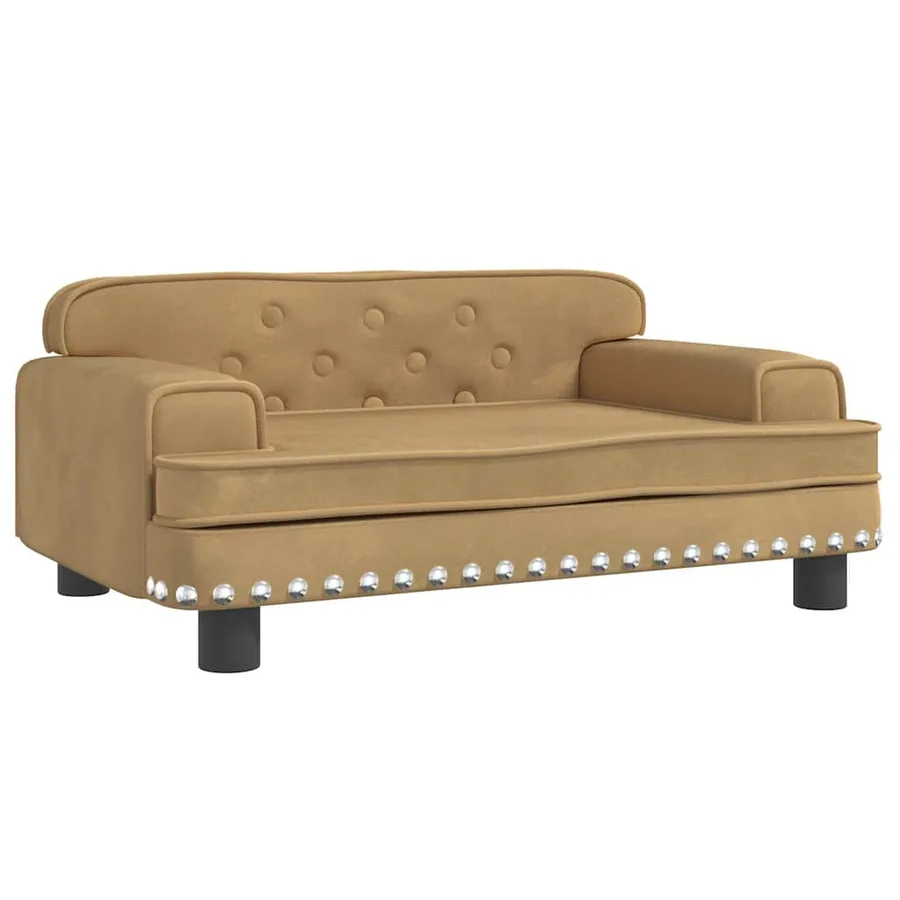 Lit pour chien marron 70x45x30 cm velours - 2