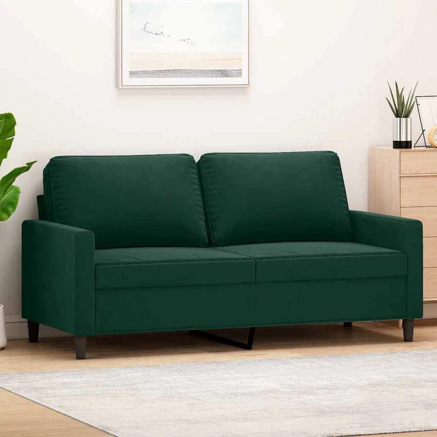 Canapé à 2 places Vert foncé 140 cm Velours