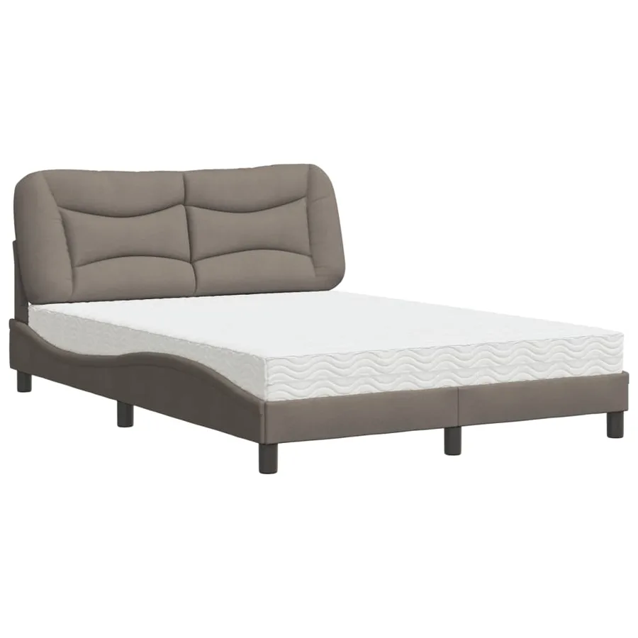 Lit avec matelas Hvar taupe 140x200 cm tissu - 2