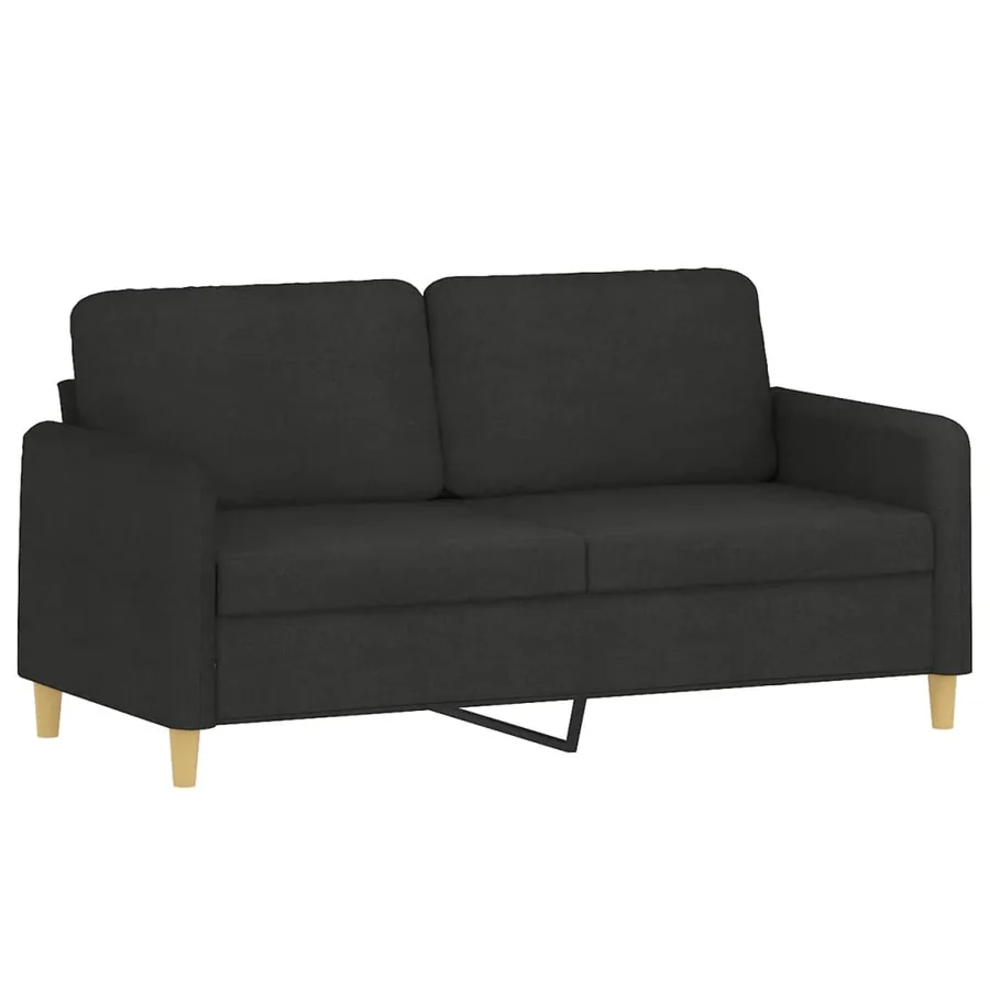 Ensemble de canapés 2 pcs avec coussins noir tissu - 4