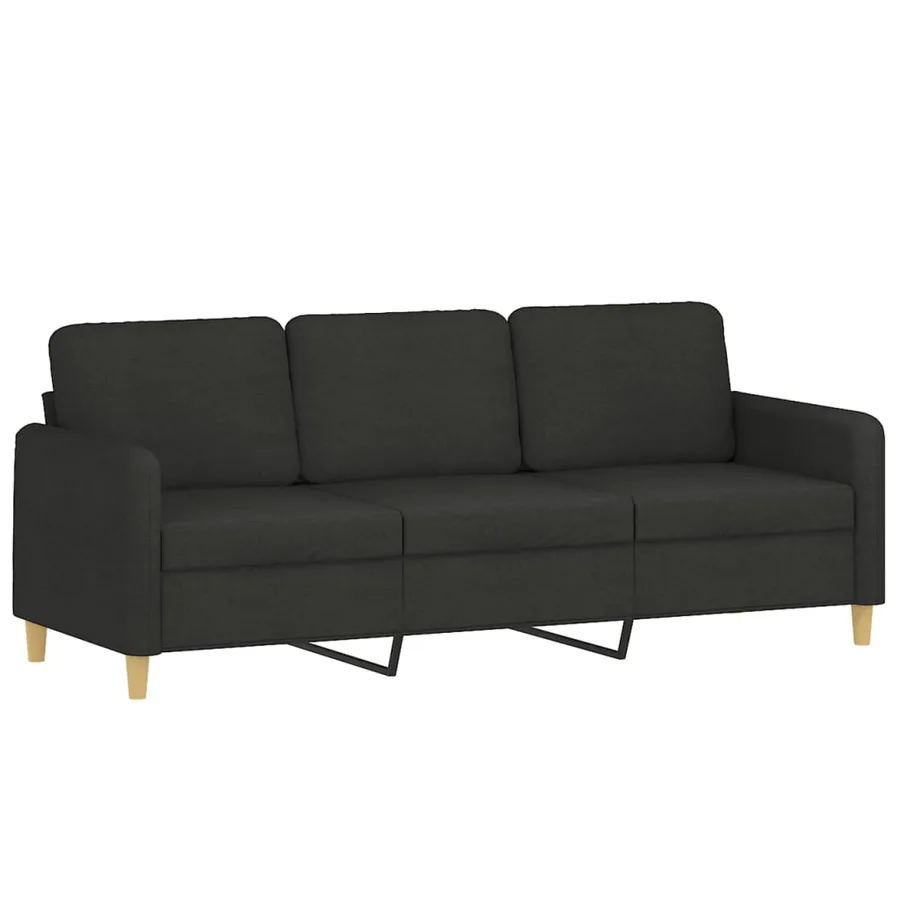 Ensemble de canapés 3 pcs avec coussins noir tissu - 5