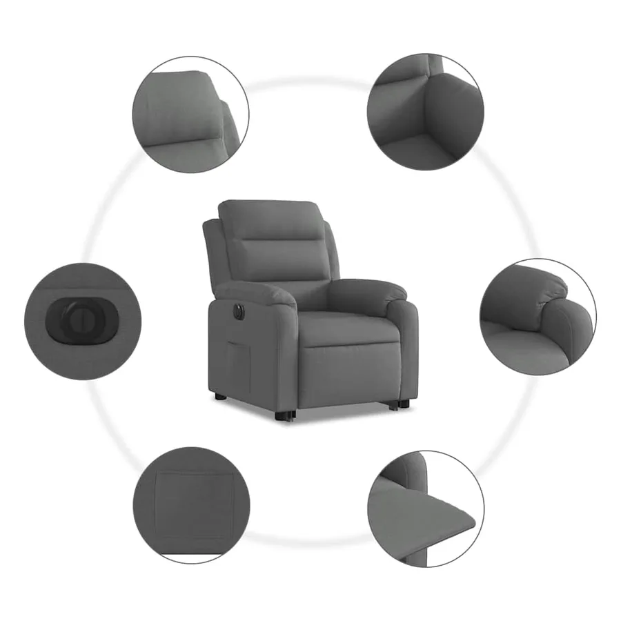 Fauteuil inclinable électrique gris foncé tissu - 8