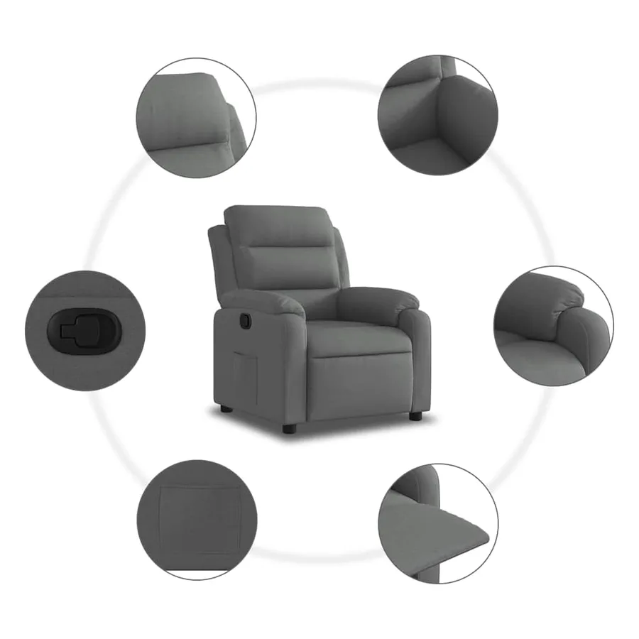Fauteuil inclinable Gris foncé Tissu - 5