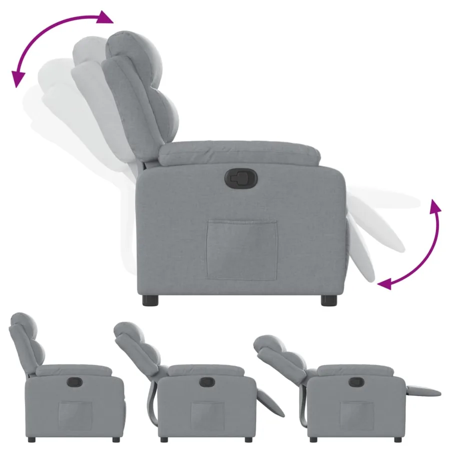 Fauteuil inclinable en tissu gris clair - 4