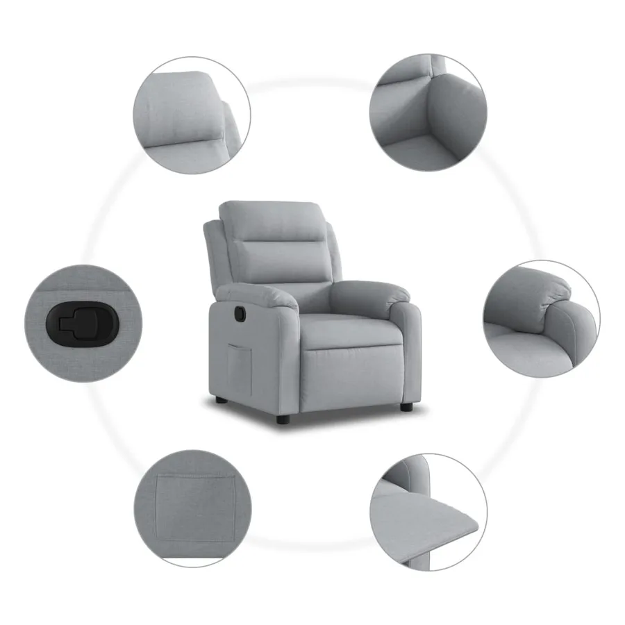 Fauteuil inclinable en tissu gris clair - 5