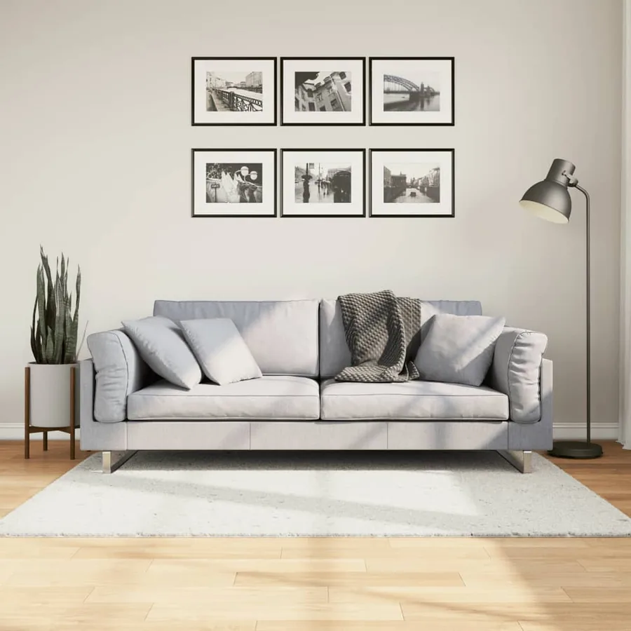 Tapis OVIEDO à poils courts crème 120x120 cm