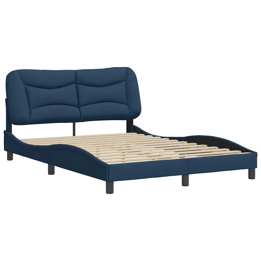 Cadre de lit sans matelas Hvar bleu 140x200 cm tissu - 3