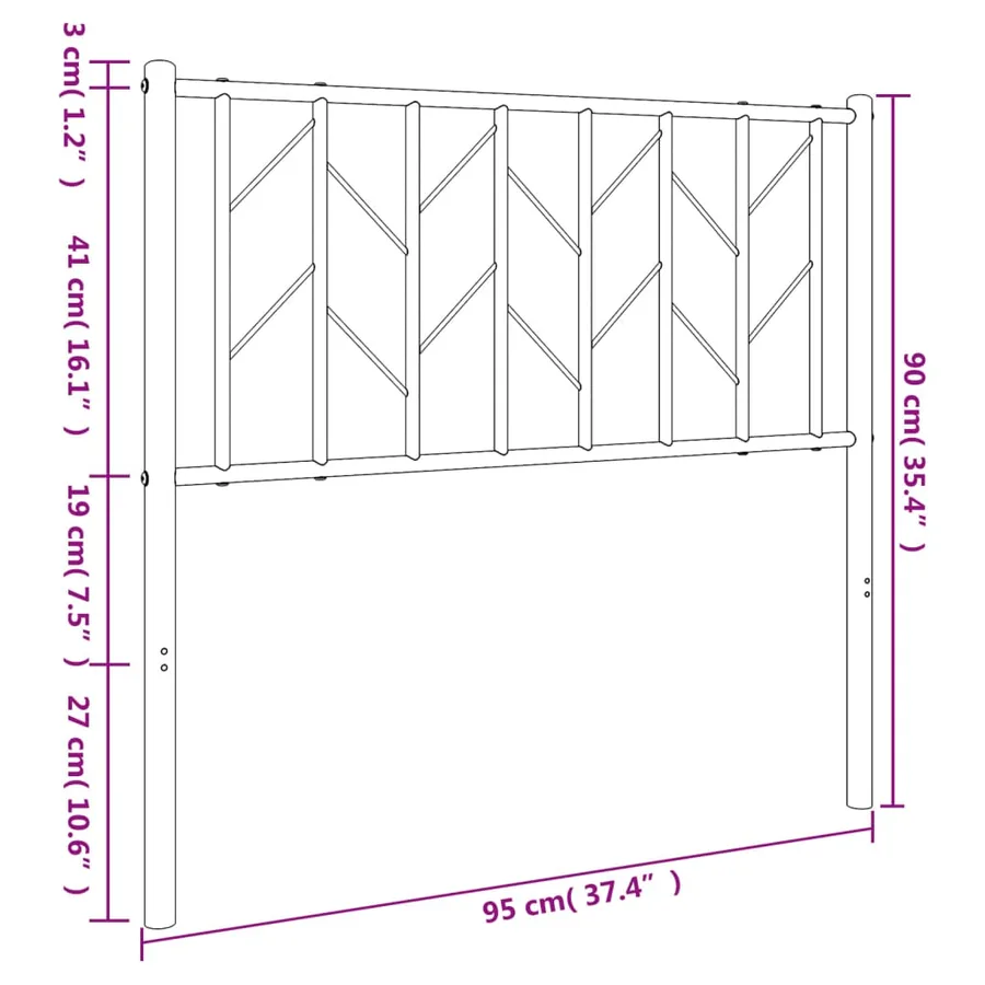 Tête de lit de remplacement métal noir 90 cm - 7