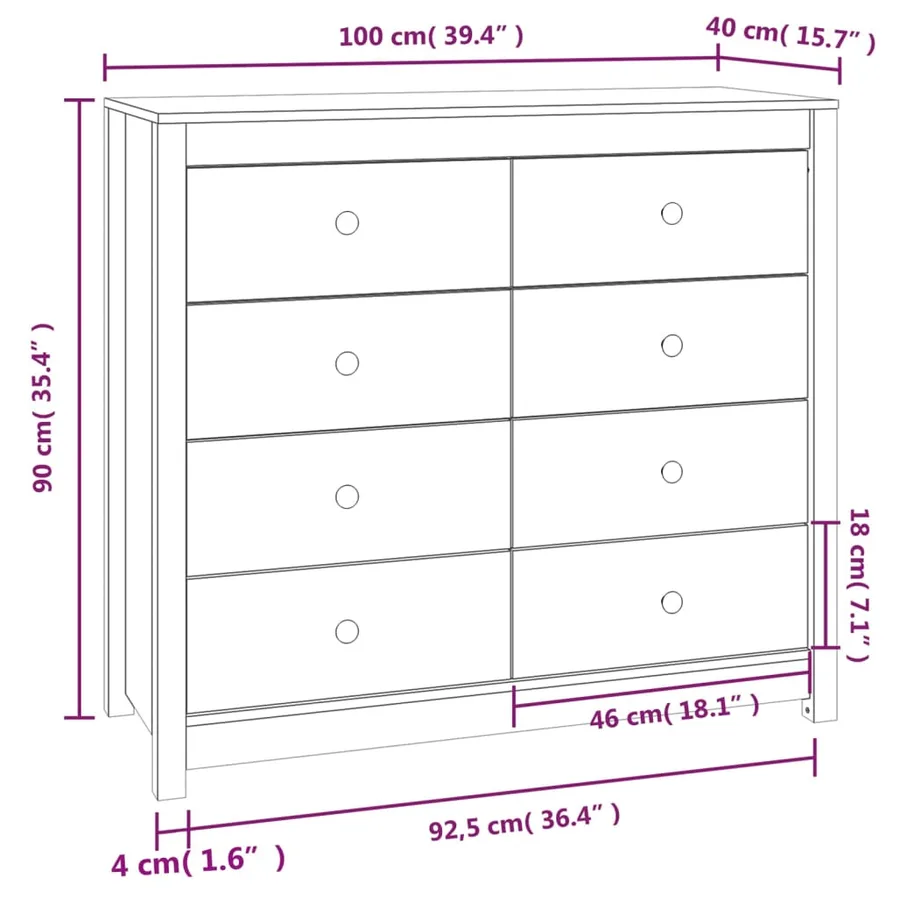 Armoire latérale cire marron 100x40x90 cm bois de pin massif - 11