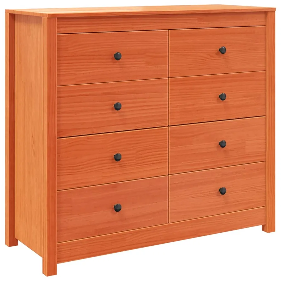 Armoire latérale cire marron 100x40x90 cm bois de pin massif - 2