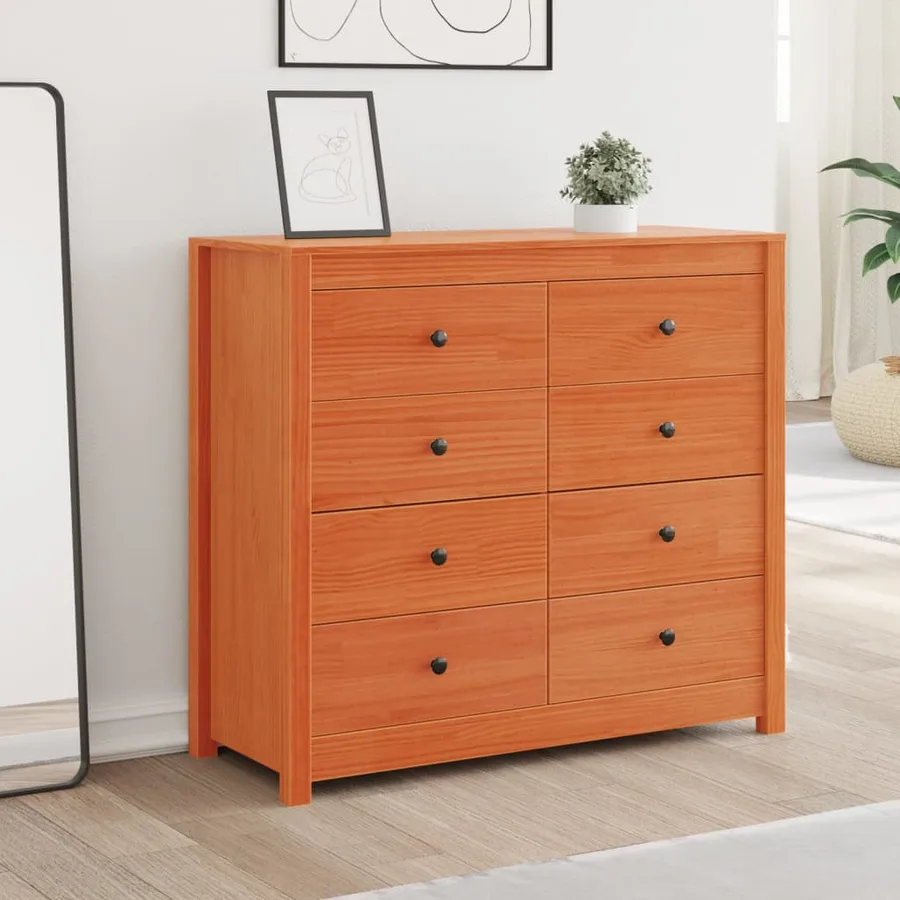 Armoire latérale cire marron 100x40x90 cm bois de pin massif - 3