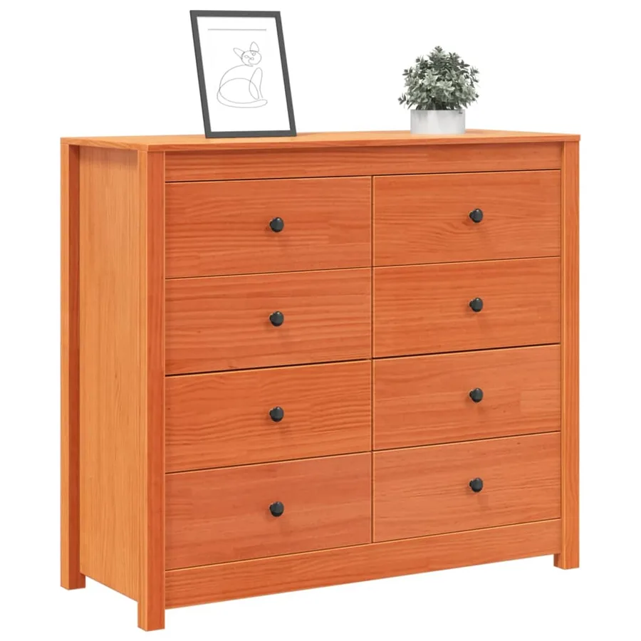 Armoire latérale cire marron 100x40x90 cm bois de pin massif - 4