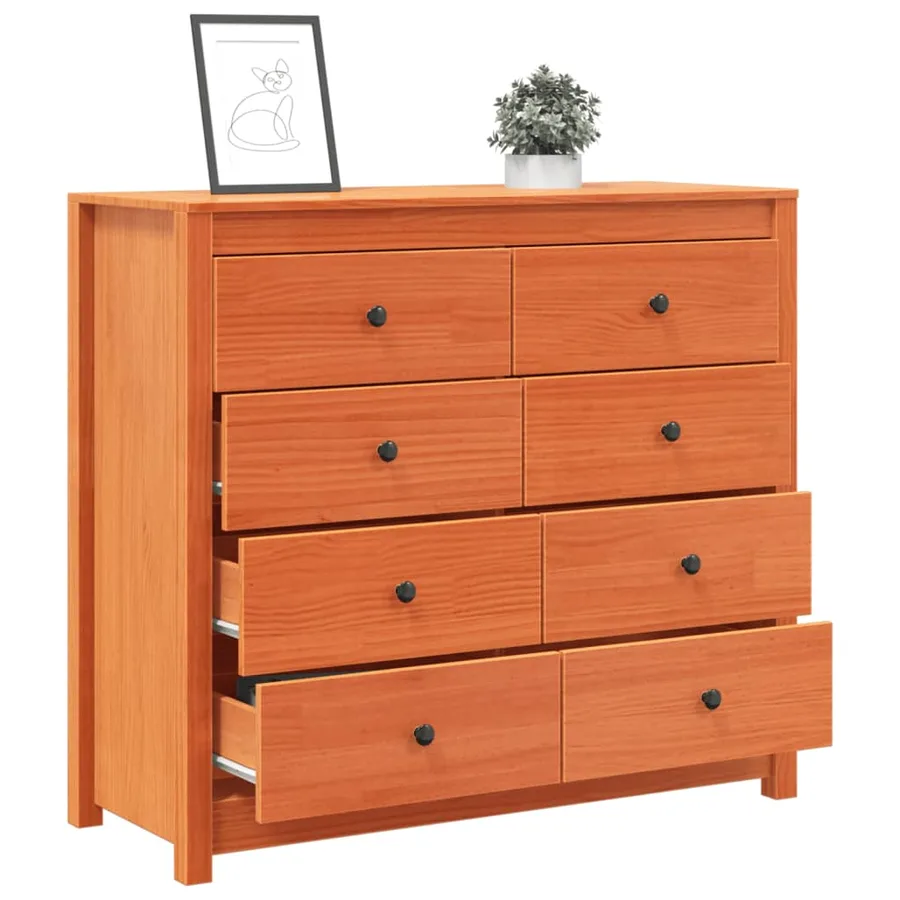 Armoire latérale cire marron 100x40x90 cm bois de pin massif - 5
