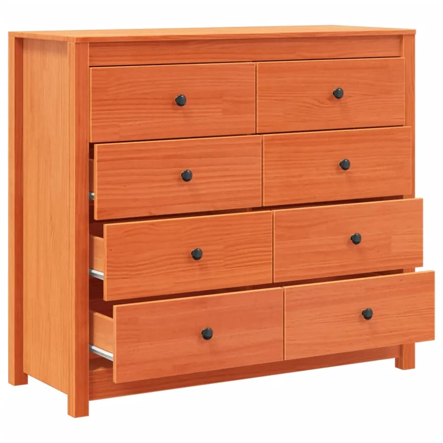 Armoire latérale cire marron 100x40x90 cm bois de pin massif - 6