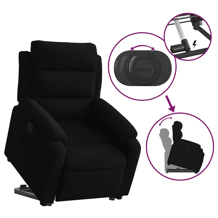 Fauteuil inclinable Noir Velours - 6