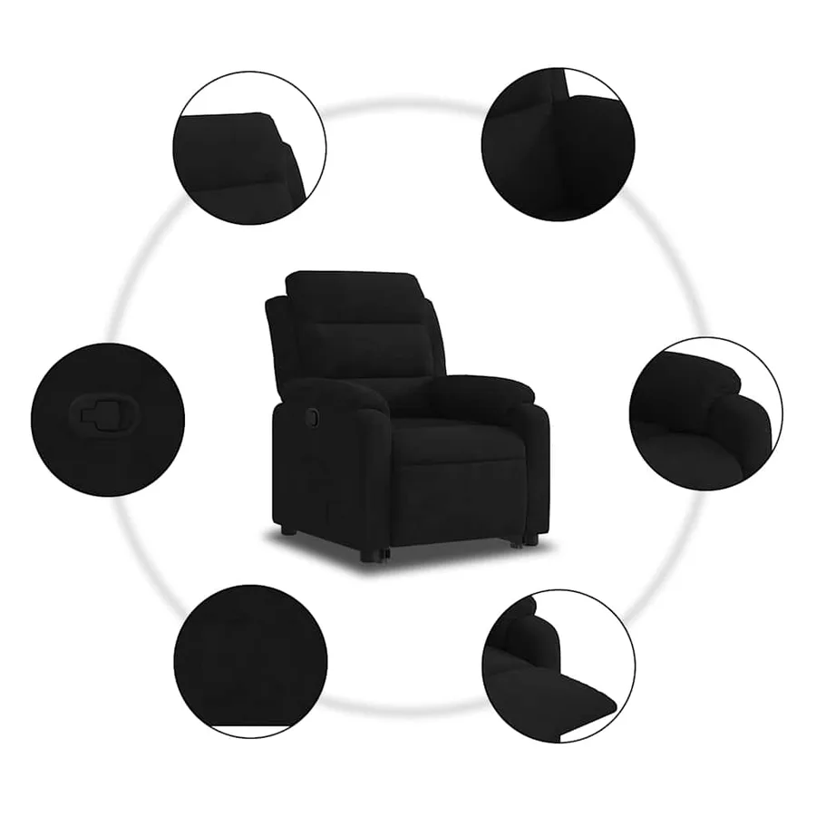 Fauteuil inclinable Noir Velours - 8