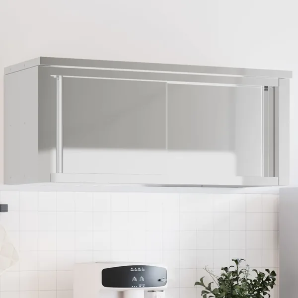 Armoire murale de cuisine avec portes coulissantes inox