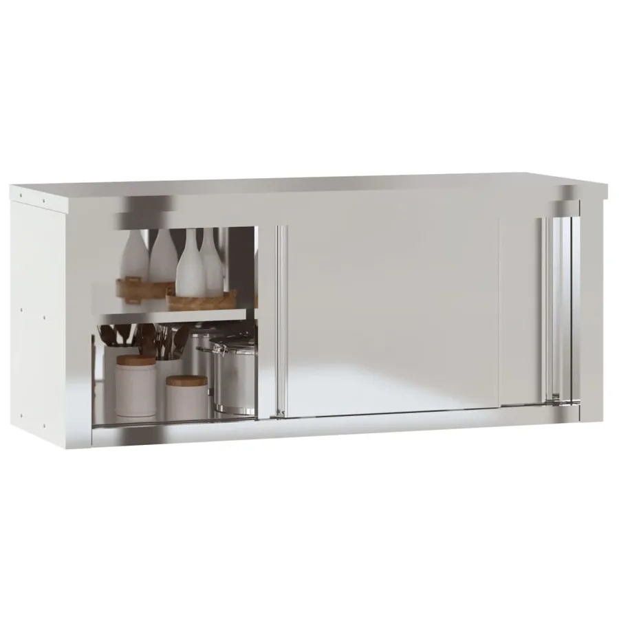 Armoire murale de cuisine avec portes coulissantes inox - 4
