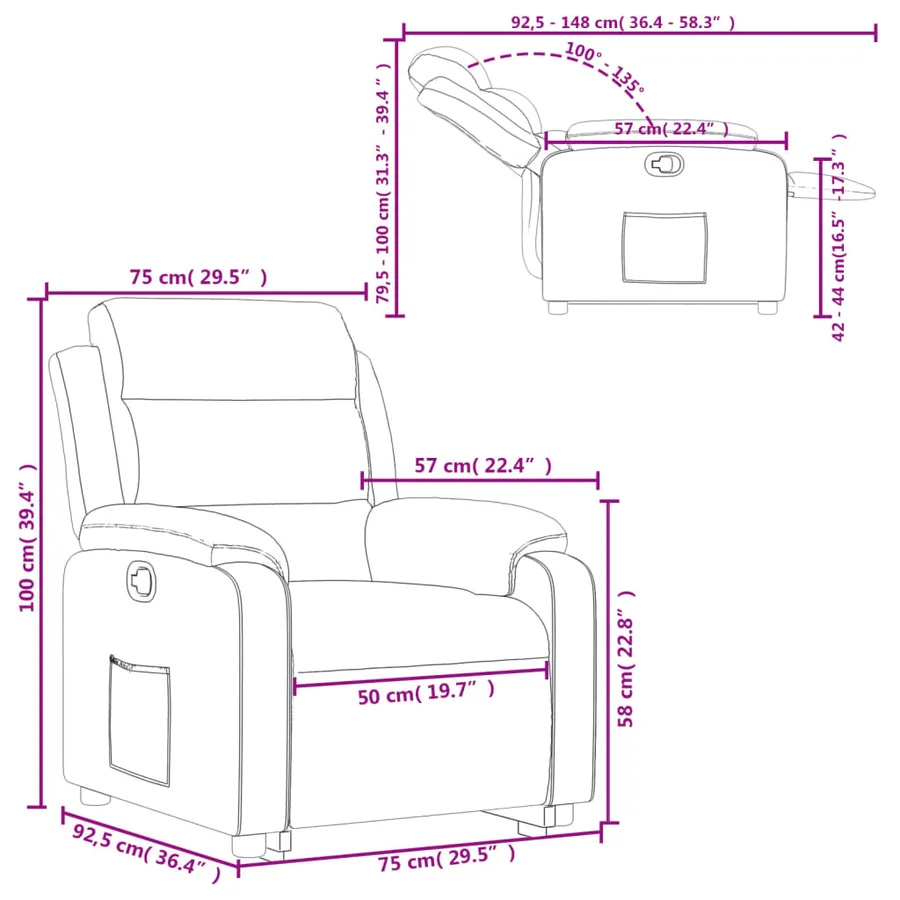 Fauteuil inclinable vert foncé tissu - 16