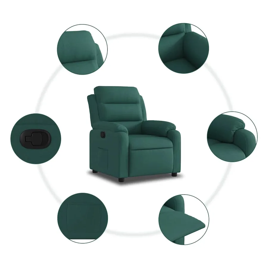 Fauteuil inclinable Vert foncé Tissu - 5