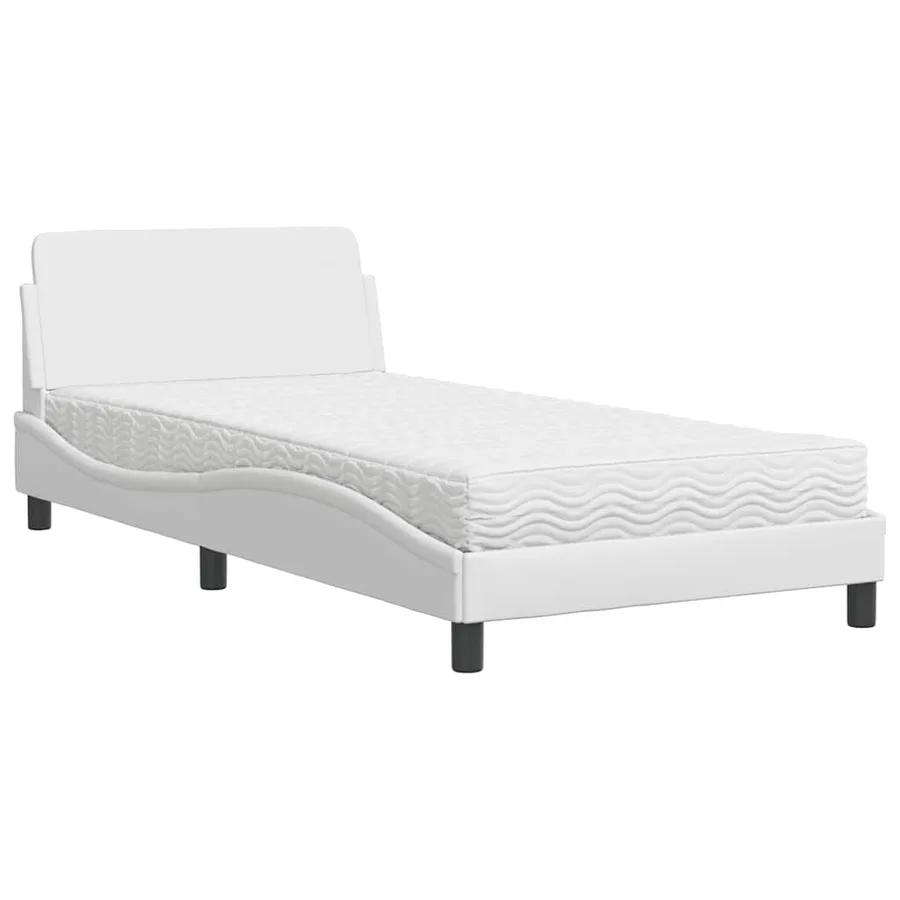 Lit avec matelas Dover blanc 100x200 cm similicuir - 2