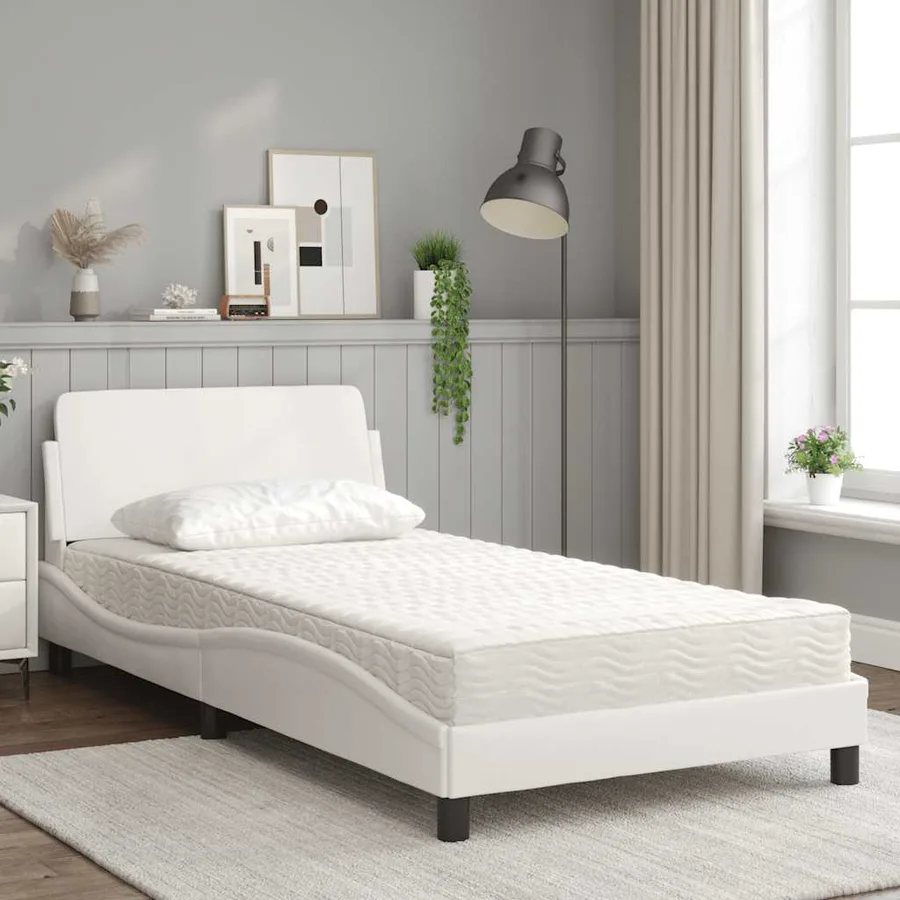 Lit avec matelas Dover blanc 100x200 cm similicuir - 3
