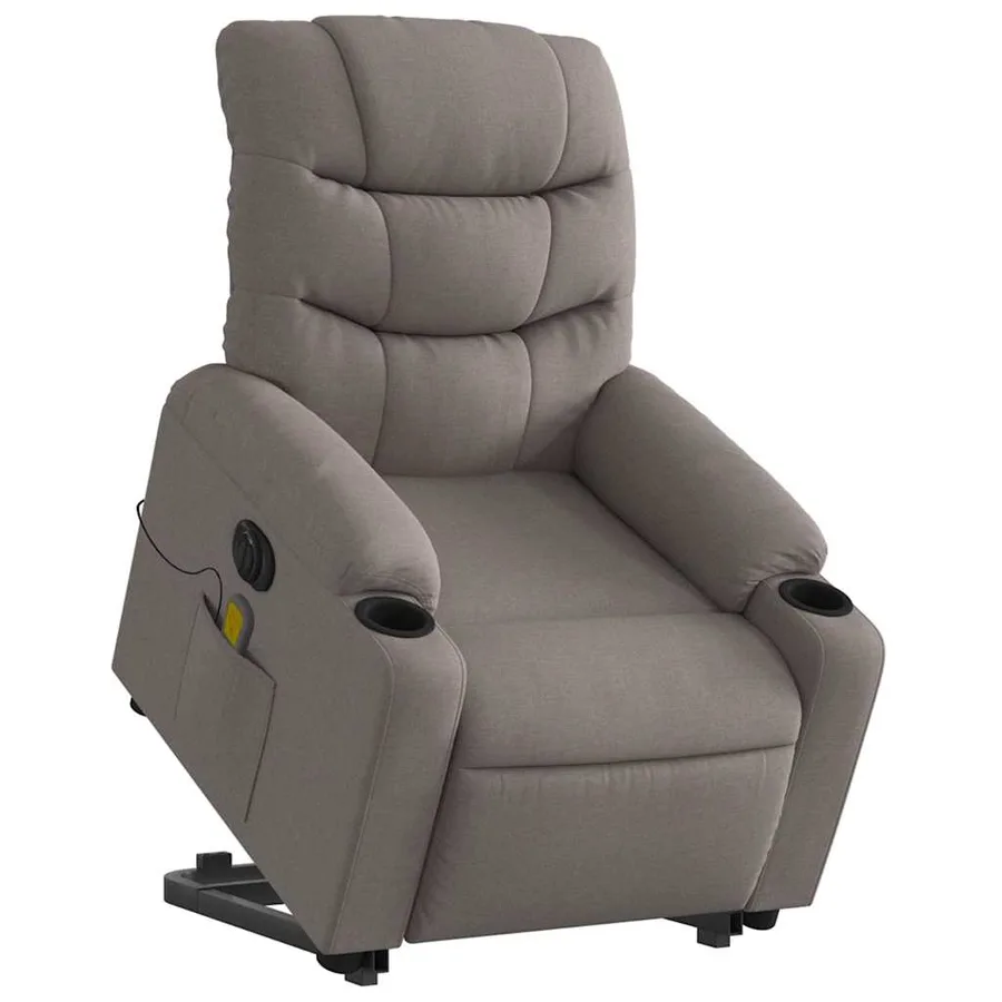 Fauteuil inclinable de massage électrique Taupe Tissu - 3