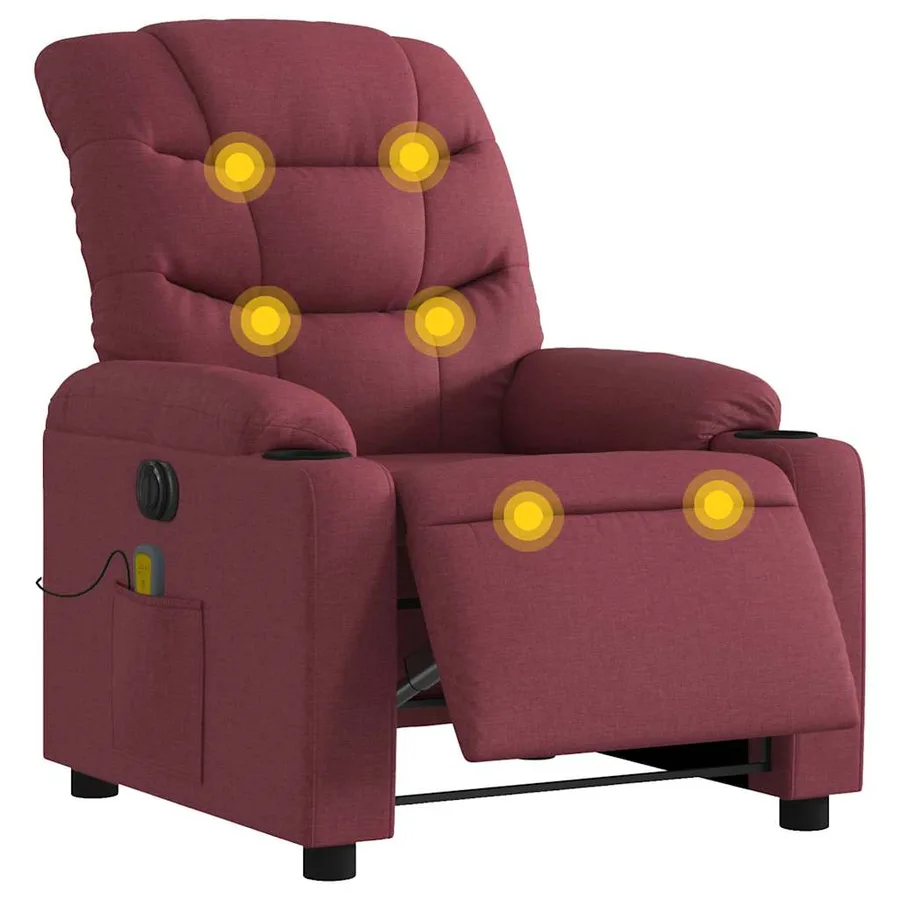 Fauteuil de massage inclinable électrique Rouge bordeaux Tissu - 3