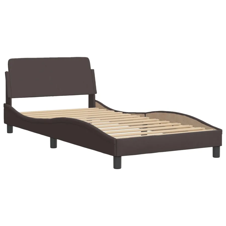 Lit avec matelas Dover marron foncé 100x200 cm tissu - 4