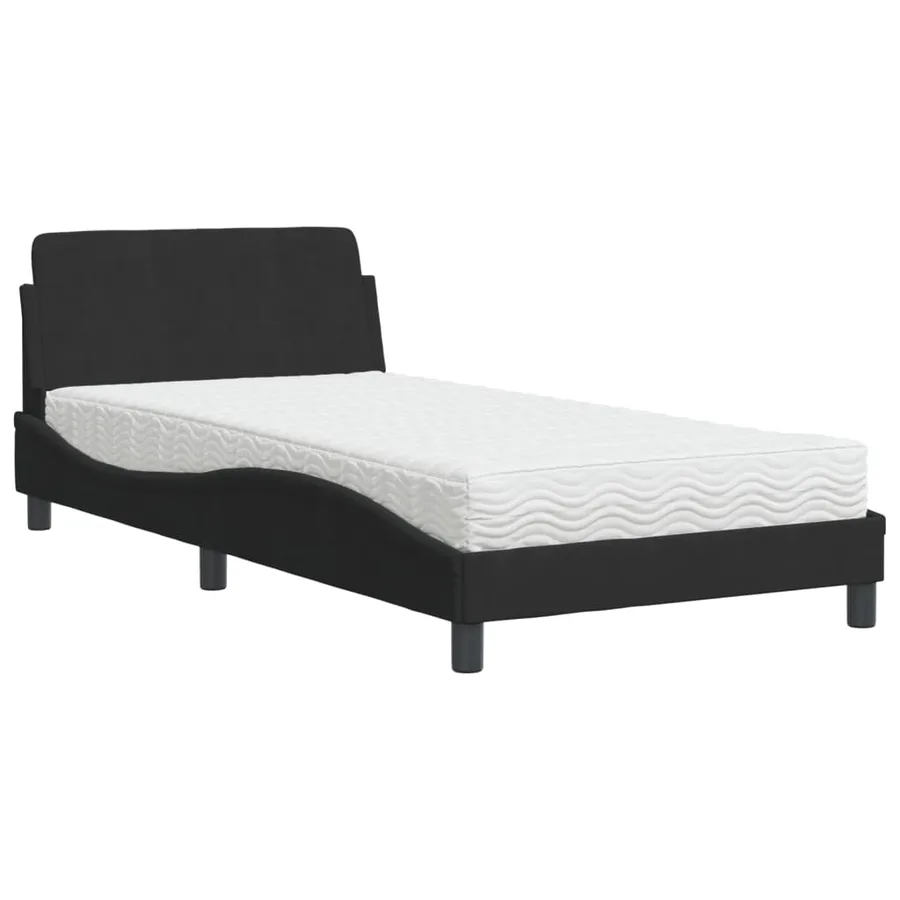 Lit avec matelas Dover noir 100x200 cm velours - 2