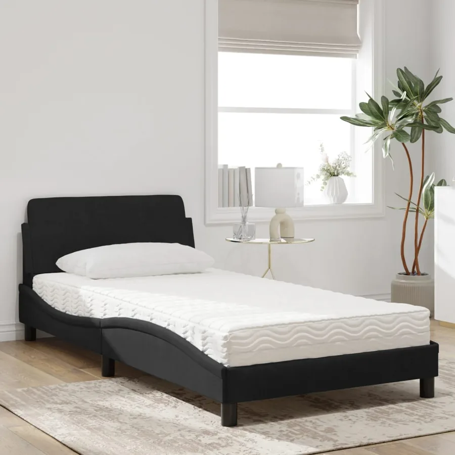 Lit avec matelas Dover noir 100x200 cm velours - 3