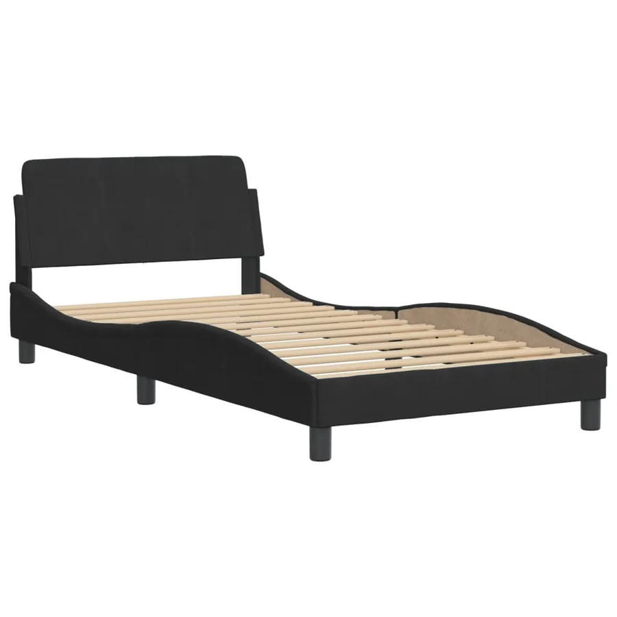 Lit avec matelas Dover noir 100x200 cm velours - 4