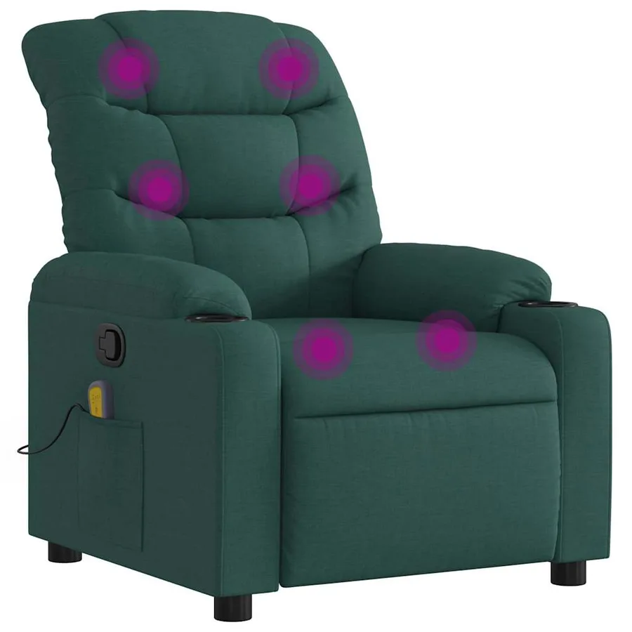 Fauteuil de massage inclinable Vert foncé Tissu - 2